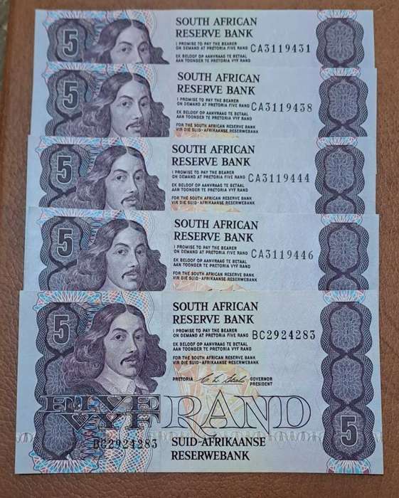 5x 1990 FIVE RAND Stals UNC