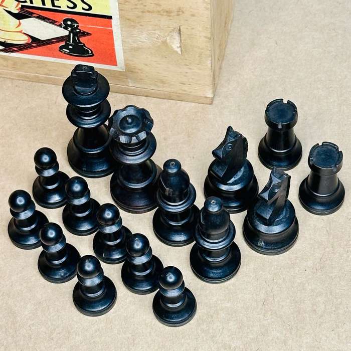 Vintage K&C Ltd. Chess Pieces in Original Box