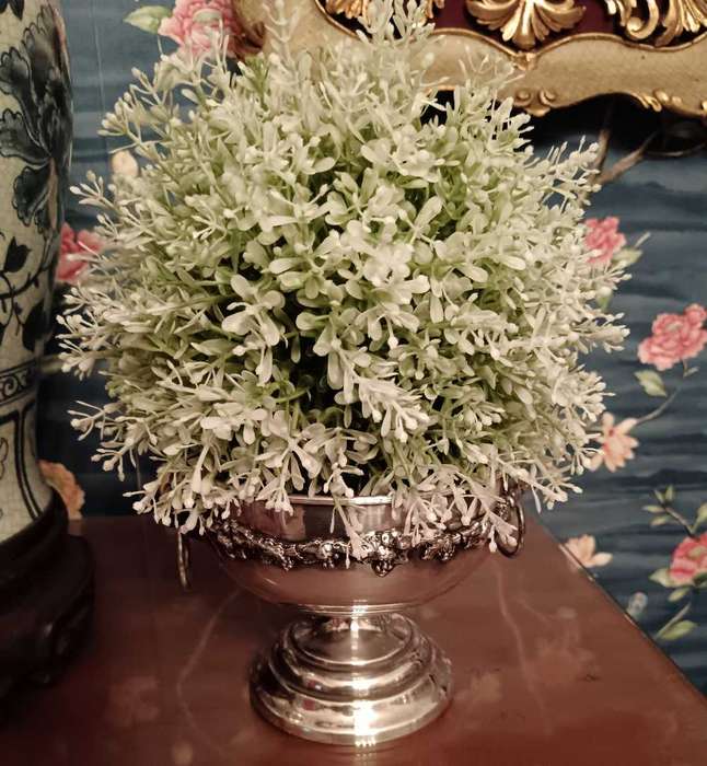 Silver Plated Pedestal Vase with Lion Head Handles