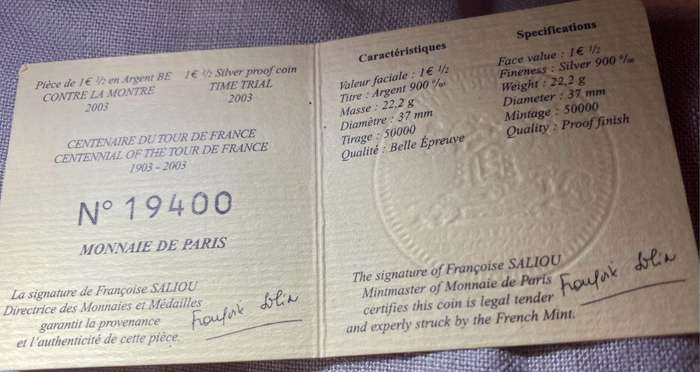 Monnaie de Paris Tour de France Gold and Silver Coin Set
