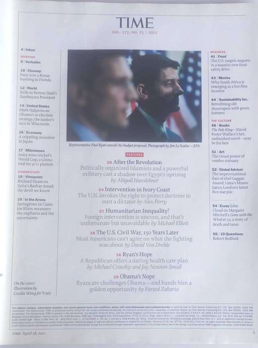 Time magazine April 18, 2011