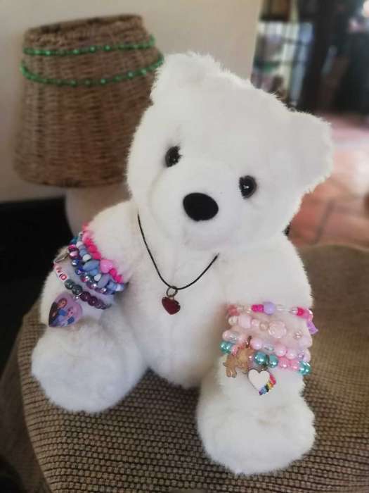 Glitzy a Fun Loving Bear with 8x Fun Bracelets. 28cm.