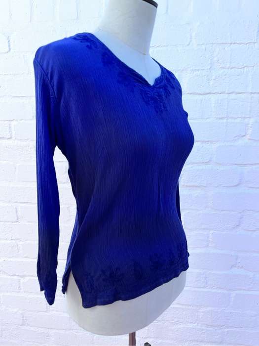 Beautiful deep blue viscose Indian top (small)