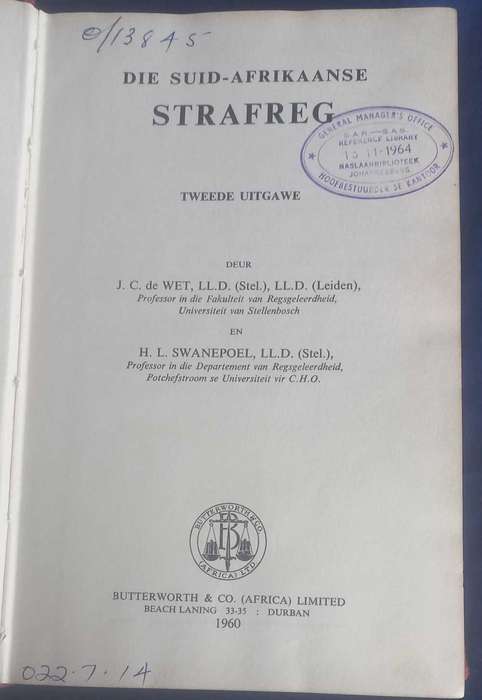 Die Suid-Afrikaanse strafreg 1960