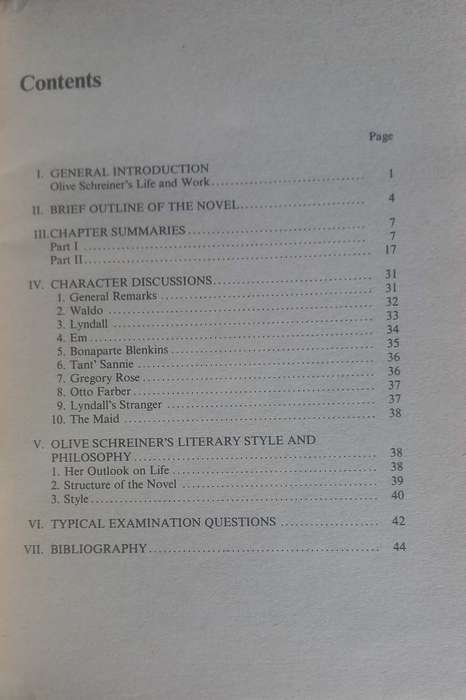 Study-aids: Notes on Olive Schreiner