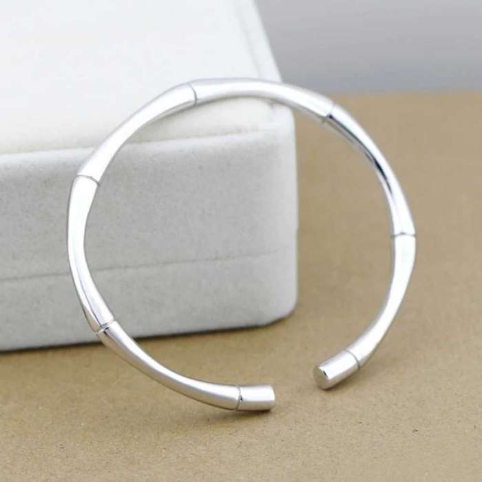925 Silver Bamboo Open Cuff Bangle