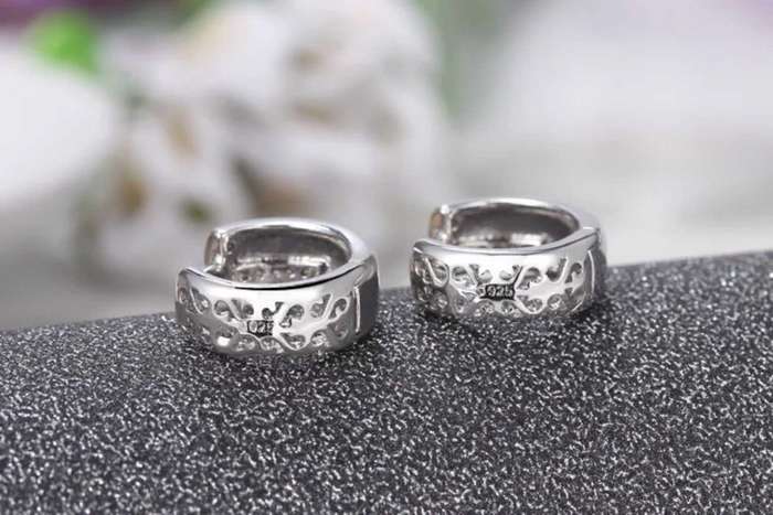 925 Silver CZ Huggie Earrings