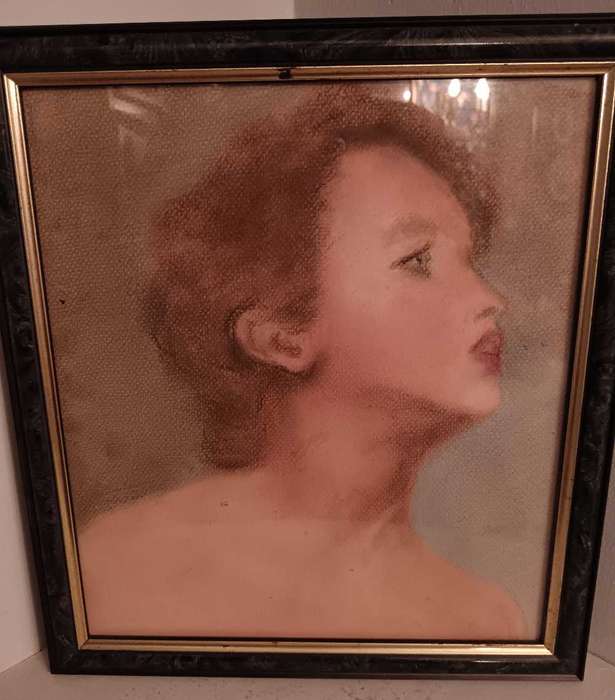Original Pastel Painting of a Woman`s Face