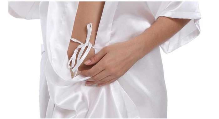 brides maid robe satin gown with lace