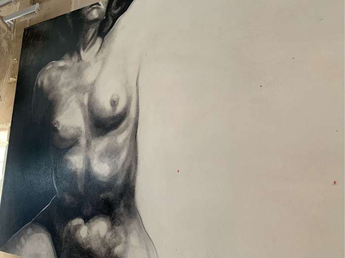 Full front nude painting by SA artist Hennie Kruger