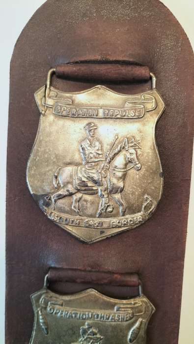 Rhodesian Leather Belt with Brass Military Plaques