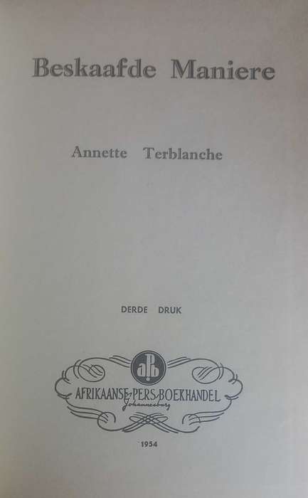 Beskaafde maniere deur Annette Terblanche