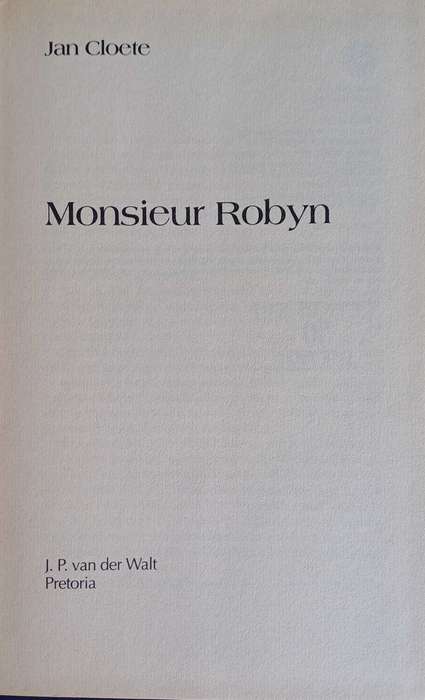 Monsieur Robyn deur Jan Cloete