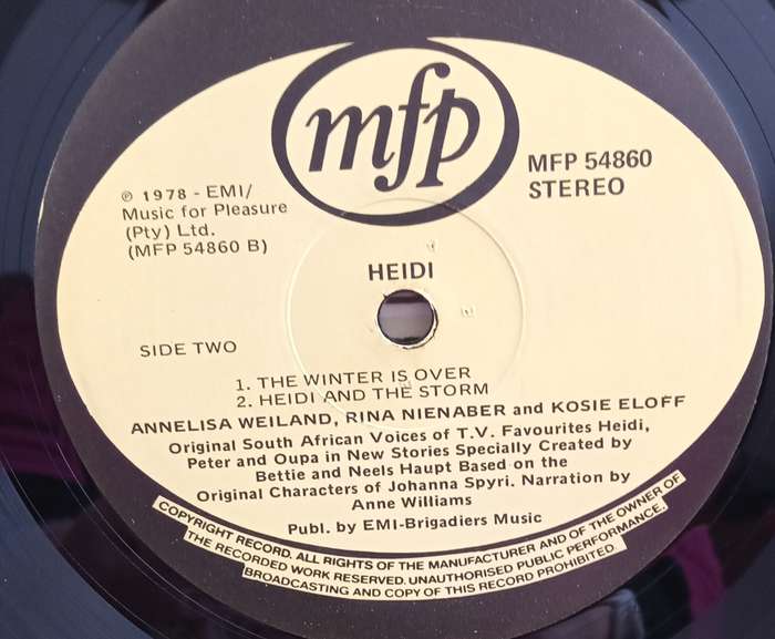 HEIDI 1 LP VINYL RECORD STEREO ENGLISH