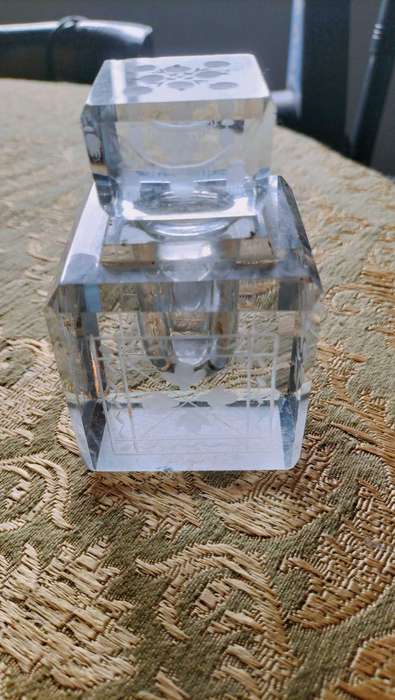 Etched Crystal Inkwell with lid