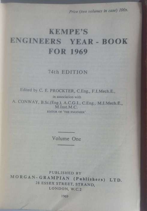 Kempe`s engineers yearbook volume one and two
