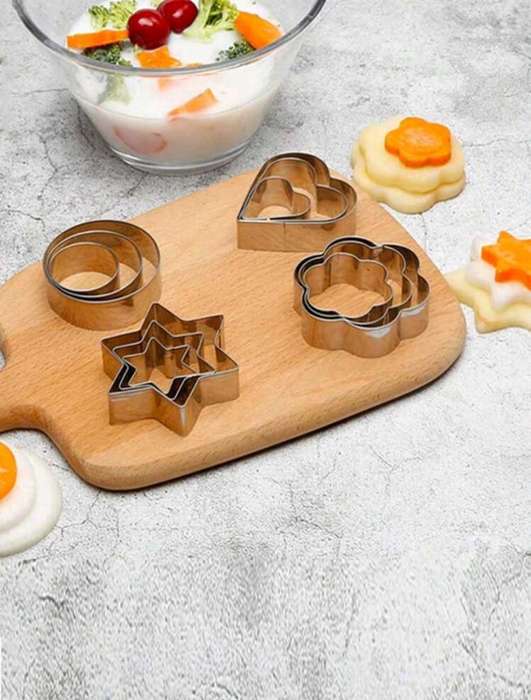 12PCS Cookie Cutter Set  Stainless Steel Flower, Heart, Star Shapes for Baking