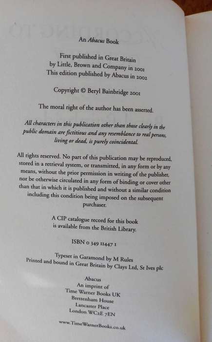 According to Queeney by Beryl Bainbridge