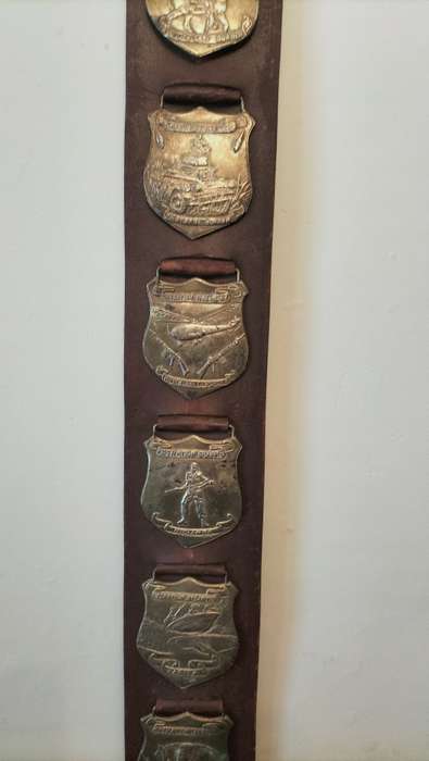 Rhodesian Leather Belt with Brass Military Plaques