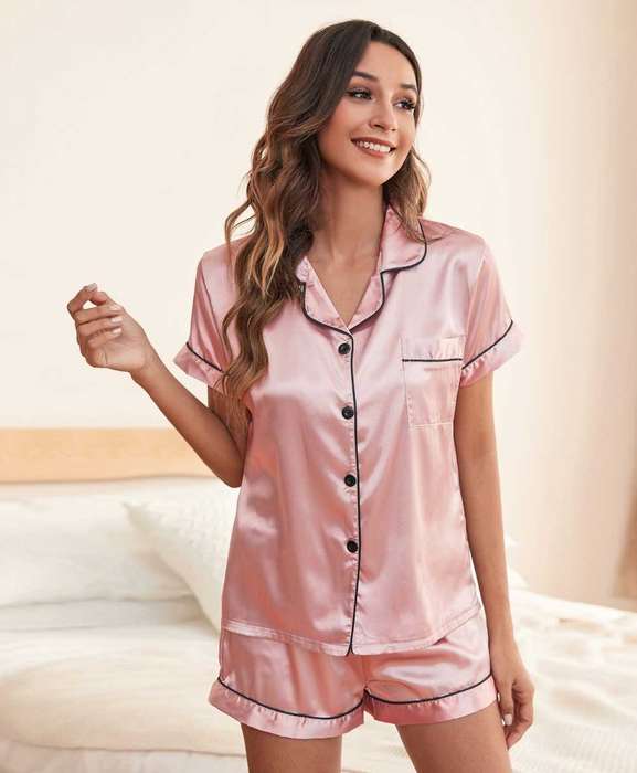 satin pyjamas 2 piece short