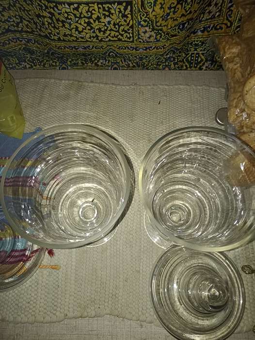 Glass biscuit jars X2