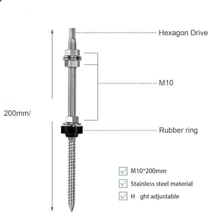 Solar Hanger Bolts  10 x 200mm