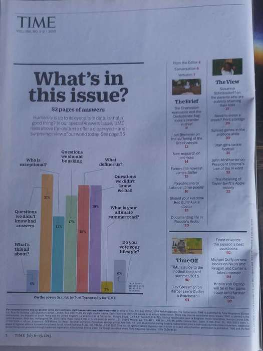 Time magazine July 6/July 13, 2015