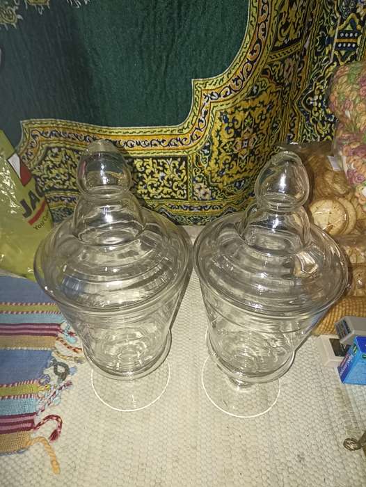 Glass biscuit jars X2