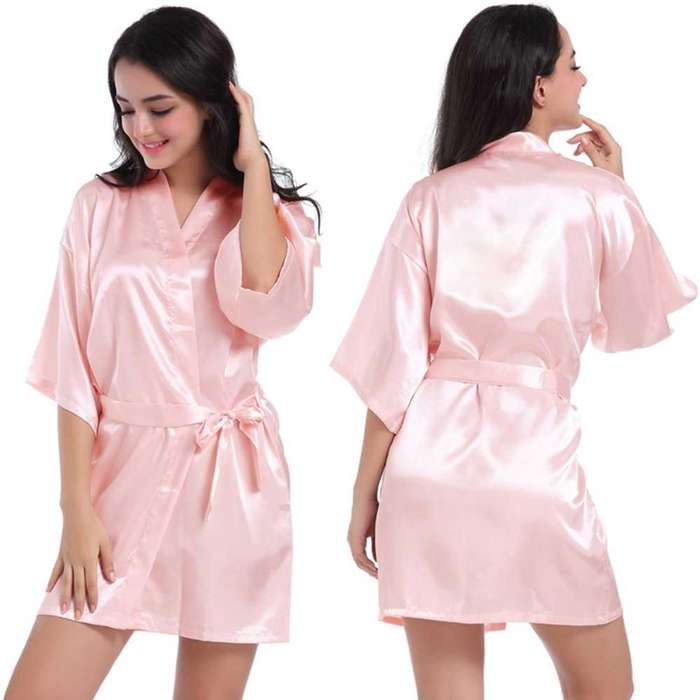 Satin gown silk robe brides maid dress