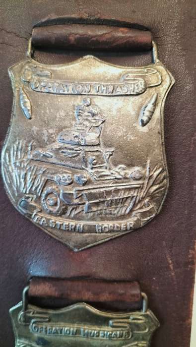 Rhodesian Leather Belt with Brass Military Plaques