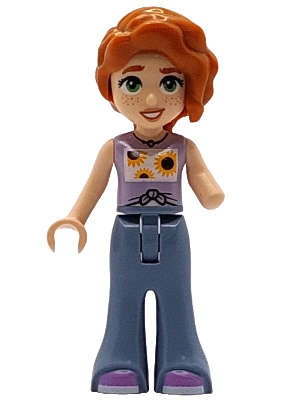 Lego (N) ~ Friends Autumn - Lavender Vest with Sunflowers Sand Blue Trousers Be~