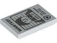 Lego (N) ~ Tile 2 x 3 with Black 'WANTED!' and Dark Bluish Gray Minifigure with '604-17' P ~ [White]