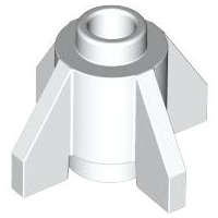 Lego (N) ~ Brick Round 1 x 1 with Fins ~ [White]