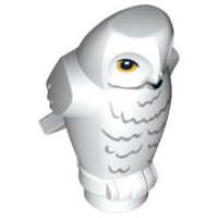 Lego (N) ~ Owl Angular Features with Black Beak Bright Light Orange Eyes and Dark Bluish G ~ [White]
