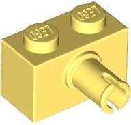 Lego (N) ~ Brick Modified 1 x 2 with Pin and Bottom Stud Holder ~ [Bright Light Yellow]