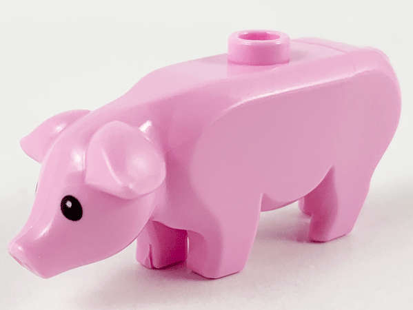 Lego (N) ~ Pig with Black Eyes and White Pupils Pattern ~ [Bright Pink]