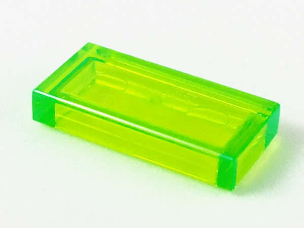 Lego (N) ~ Tile 1 x 2 ~ [Trans-Bright Green]