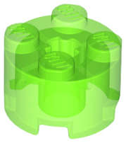 Lego (N) ~ Brick Round 2 x 2 with Axle Hole ~ [Trans-Bright Green]