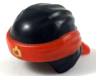 Lego (N) ~ Minifigure Headgear Ninjago Wrap Type 3 with Molded Red Bandana and Knot and Pr ~ [Black]