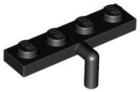 Lego (N) ~ Plate Modified 1 x 4 with Bar Arm Down ~ [Black]