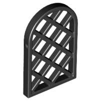 Lego (N) ~ Pane for Window 1 x 2 x 2 2/3 Lattice Diamond with Rounded Top ~ [Black]