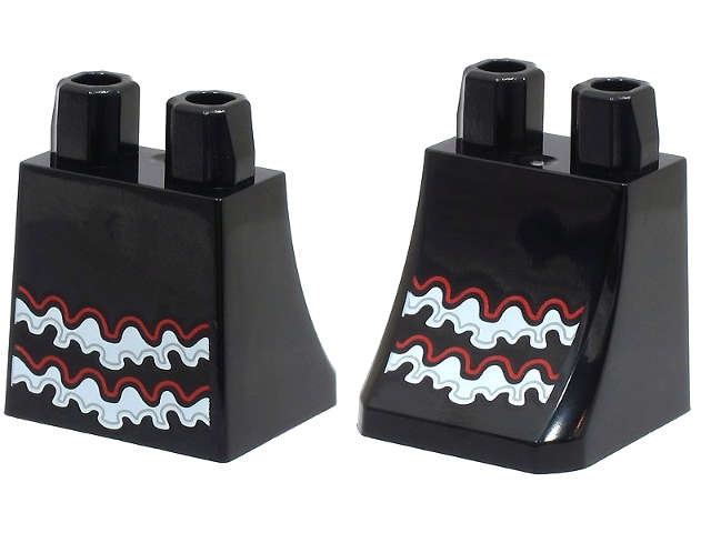 Lego (N) ~ Lower Body Skirt with White Red and Silver Ruffles Pattern on Both Sides (BAM) ~ [Black]