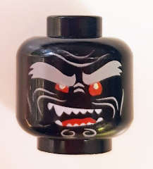 Lego (N) ~ Minifigure Head Alien with Light Bluish Gray Bushy Eyebrows Red Eyes Open Mouth ~ [Black]