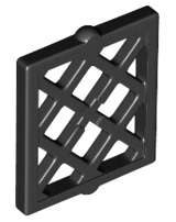Lego (N) ~ Pane for Window 1 x 2 x 2 Lattice Diamond ~ [Black]