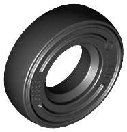 Lego (N) ~ Tire 14mm D. x 4mm Smooth Small Single with Number Embossed on Side ~ [Black]