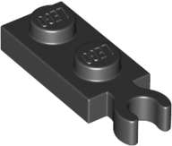 Lego (N) ~ Plate Modified 1 x 2 with Clip on End (Vertical Grip) ~ [Black]