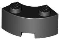 Lego (N) ~ Brick Round Corner 2 x 2 Macaroni with Stud Notch and Reinforced Underside ~ [Black]