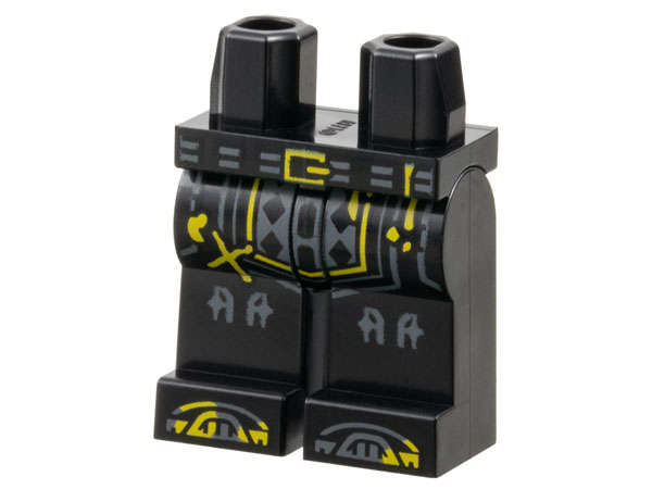 Lego (N) ~ Hips and Legs with Dark Bluish Gray Tunic End Knee Pads and Shoe Tips Yellow Bu ~ [Black]