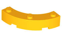 Lego (N) ~ Brick Round Corner 4 x 4 Macaroni with 3 Studs ~ [Bright Light Orange]