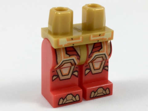 Lego NEW - Hips and Red Legs with Orange and Gold Circuitry and Armor Knee Pads and B~ [Pearl Gold]
